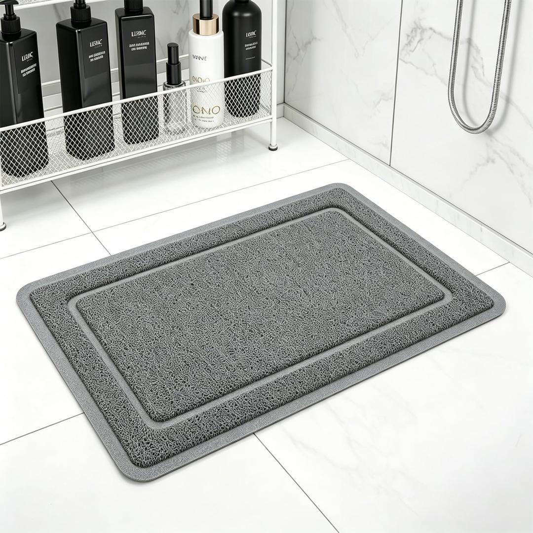 Hargiis Non-Slip Bathtub Mat, Anti Slip Shower Mat, Fast Drying Bathtub Mats, Upgraded Foot Scrubber Mat, Anti Slip Mat for Tub, Floor, Bathroom, Kitchen, Hotel (Grey 24"×16")