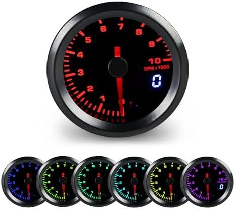 WATERWICH Tachometer 0-10000 RPM Gauge Meter Kit 7 Color 2-1/16" 52mm for Boat Marine Car Auto Truck