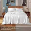 Bedsure Queen Sheet Set, Cooling Sheets for Queen Size Bed Set, Rayon Derived from Bamboo, PureWoven, Breathable & Soft, Deep Pocket Up to 16 Inches, Hotel Luxury Silky Bedding for Hot Sleepers, White