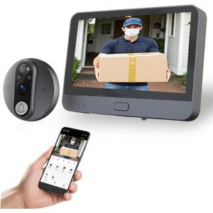 WiFi Video Doorbell for Apartment,Peephole Camera with 4.3" LCD Display,1080P, 120 Wide Angle, Night Vision,Motion Detection,2-Way Audio,Digital Peephole veiwer,Smart Life App Compatible