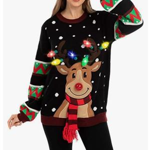 Women's Christmas Sweater Funny Santa Claus Snowflake Graphic Tops Holiday Pullover Size M