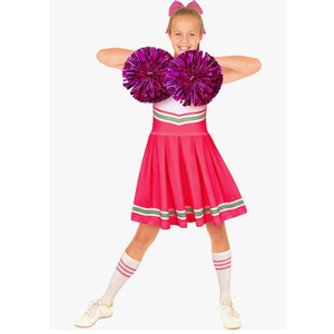 Girls Cheerleader Costume Outfit Set Fancy Dress for Halloween Party Birthday, Pink 5 to 6 years old