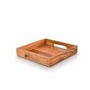 Samhita Acacia Wood Serving Tray with Handles,Wooden Serving Tray, Snack Tray, Breakfast Tray, Great for, Breakfast, Coffee |Size- 10" x 10" x 1.75"