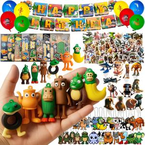 132PCS Brainrot Meme Party Decorations - 3D Figurines, Themed Banner, Balloons, Cake Toppers, Stickers & Keychains | Perfect for Meme Lovers, Teens & Adult Fans Fun Themed Parties