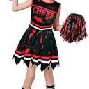 Rayekrot Cheerleader Costume for Girls Halloween Cosplay Scary Bloody Cheerleader Dress Up for Halloween Party 2Xl