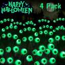 4 Pack Halloween Decorations Outdoor Lights - 32LED Solar Scary Eyeball Pathway Light Swaying by Wind, Waterproof Solar Halloween Stake Lights for Garden Porch Lawn Pathway (Green)
