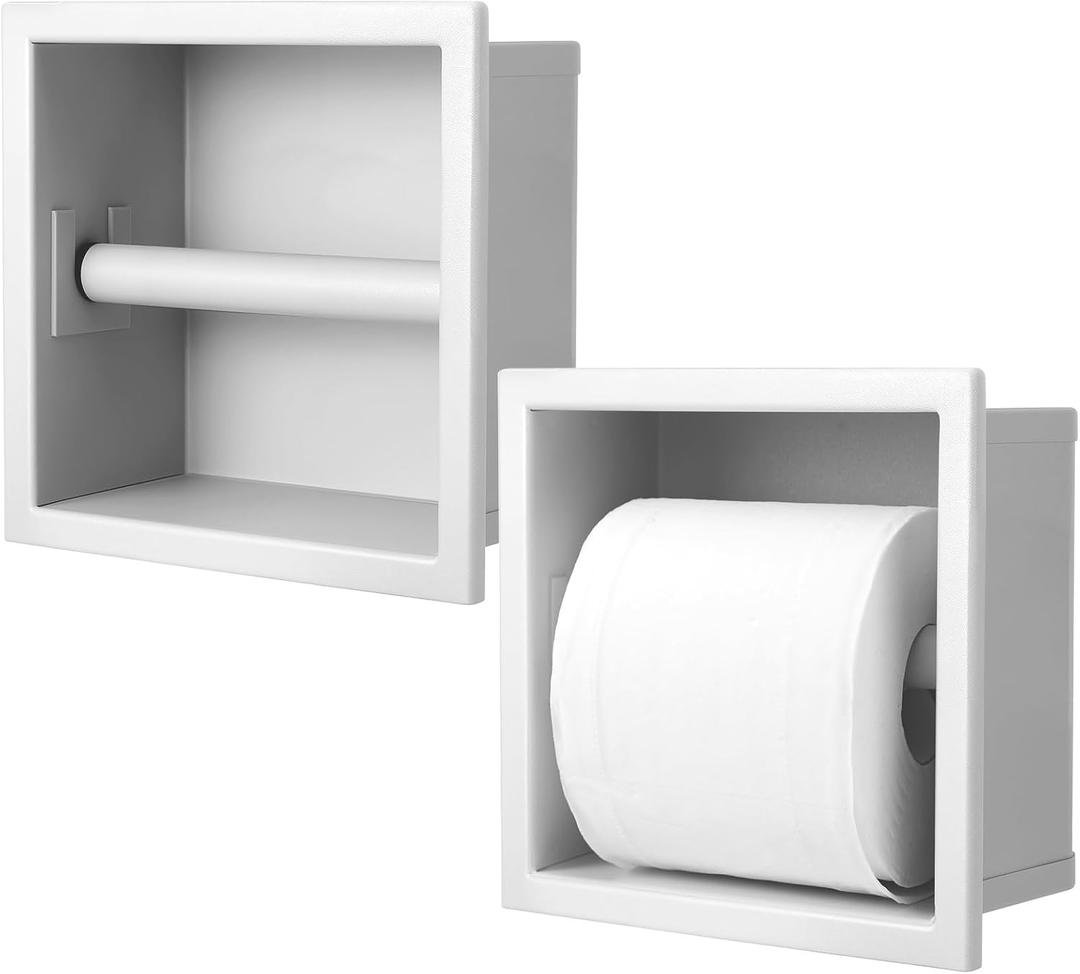 Honeydak Recessed Toilet Paper Holder 304 Stainless Steel Tissue Paper Frame Bathroom Storage in Wall Tissue Toilet Roll Holder Space Saving Restroom Napkin Frame (6.7 5.7 3'',Silver,1 Pcs)