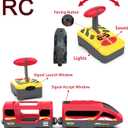 Remote Control Train for Wooden Track Battery Operated Locomotive with Opening Door, Action Figure, Lights & Sounds, Powerful Engine Compatible with Thomas & Brio, Gift for Toddlers 3+