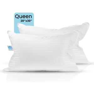 East Coast Bedding Balanced Dream 50/50 Goose Feather Down Queen Pillows 20x30 Inch Medium Support with 100% Cotton Shell  2 Pack