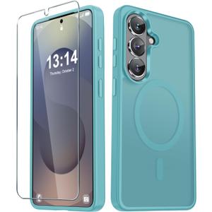 YENAPOON for Samsung Galaxy S26+ Plus Case, Matte Magnetic Phone Cover [with 1 Screen Protector] [Support for MagSafe] [Shockproof Military Grade Protection] Translucent Frosted Back, Light Blue