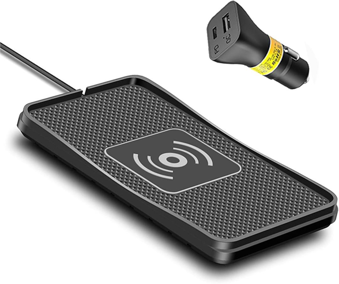 POLMXS Wireless Charger Car Charging pad 15W Fast Wireless Phone Charger Cell Phone Flat Charging mat Compatible with iPhone 11/12/12/14/15 Galaxy S21/S22/S23/24 NOTE10(C3Y)