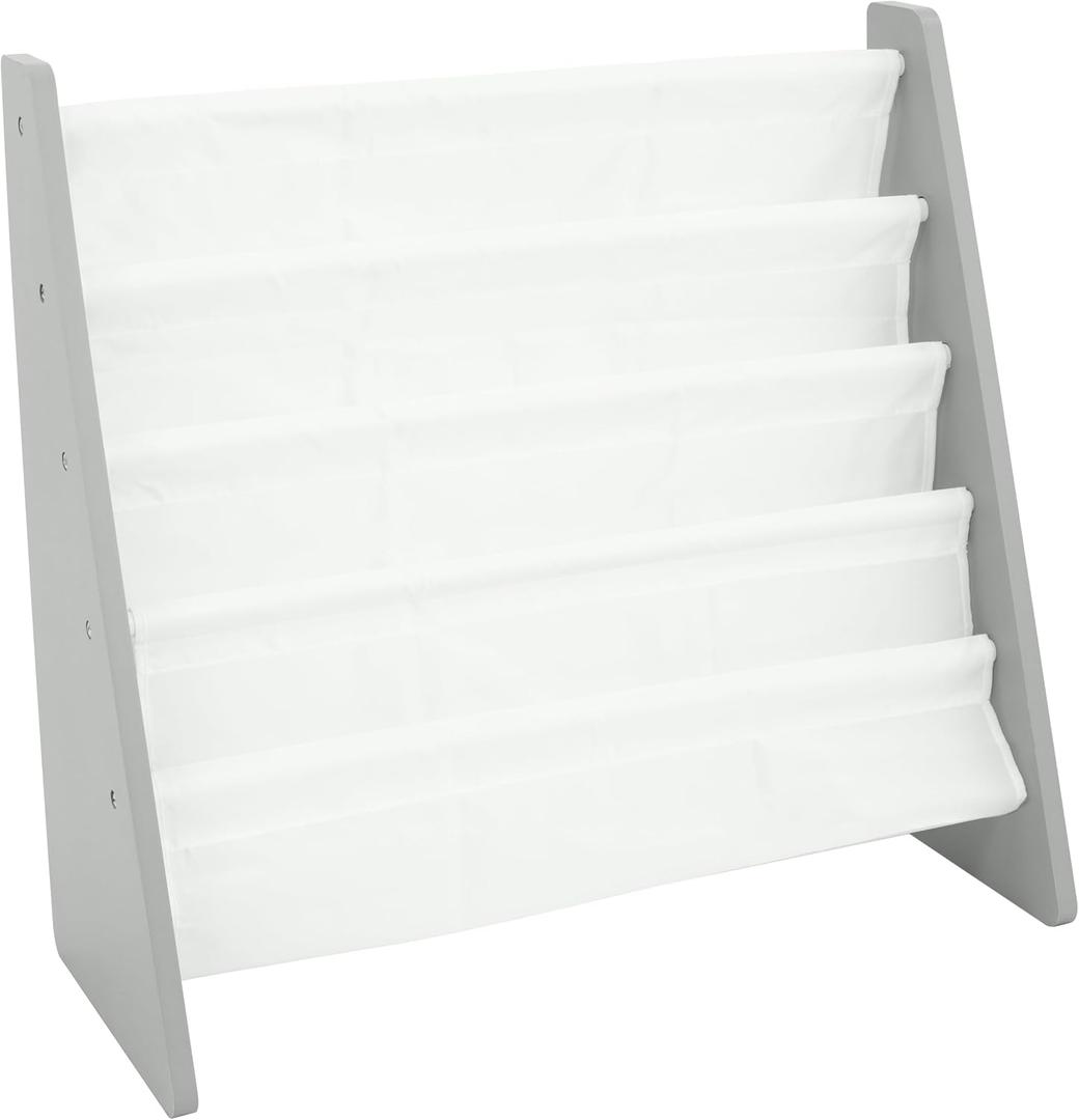 Humble Crew Kids Bookshelf, 4-Tier Front-Facing Book Display Organizer, Montessori Toddler Bookcase for Playroom, Bedroom & Reading Corner, Grey Wood/White, 25"w X 11"d X 24"h