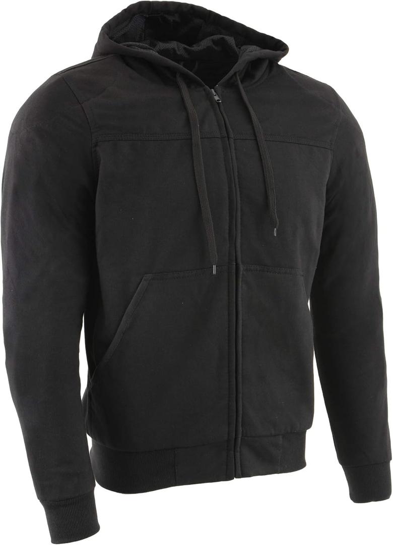 Milwaukee Leather MPM1788 Men's Black CE Approved Armored Riding Hoodie Sweater w/Aramid by DuPont Fibers (Large)