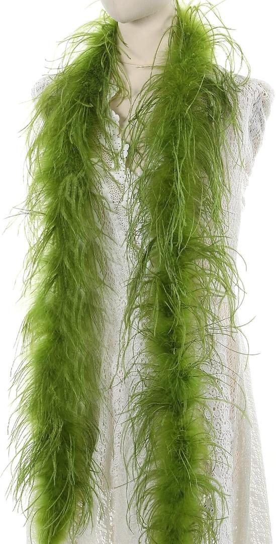 Soarer Green Ostrich Feather Boa - 2Yards 1Ply Long Boas for Party,Home Decor,DIY Craft Sewing(Lime Green)