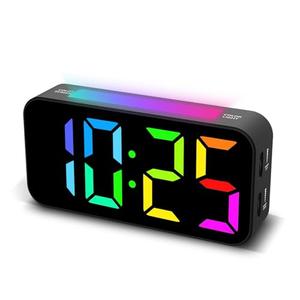 Topski Loud Alarm Clocks for Bedrooms Heavy Sleepers, Plug-in Digital Bedside Clock with RGB Night Light, Large Display, Dual Alarm, Snooze, Dimmable, 3 Volumes