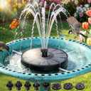 Solar Fountain for Bird Bath with Battery & 7 Nozzles, Solar Water Fountain Pump with Splash-Proof Spray Height & 4 Rods - Keeps Water in Bowl, Solar Outdoor Fountains for Pond, Patio, Garden