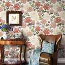 5 x Hopepak 16.1''x118'' Floral Peel and Stick Wallpaper Vintage Rose Flower Contact Paper for Bedroom Self Adhesive Removable Wallpaper Wallpaper for Nursery Bathroom Decor (Red)