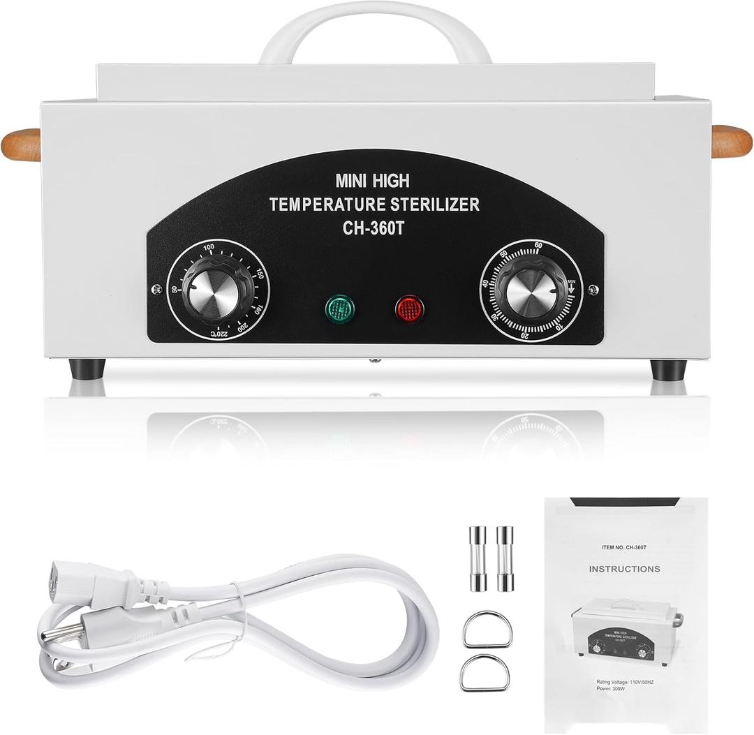 High Temperature Sterilizer Autoclave Machine 110V 300W Nail Tool Sterilizer Dry Heat Sterilizer Dental Tool Sterilizer esterilizador de manicura 1.5L Salon Equipment for Metal Tools with Handle
