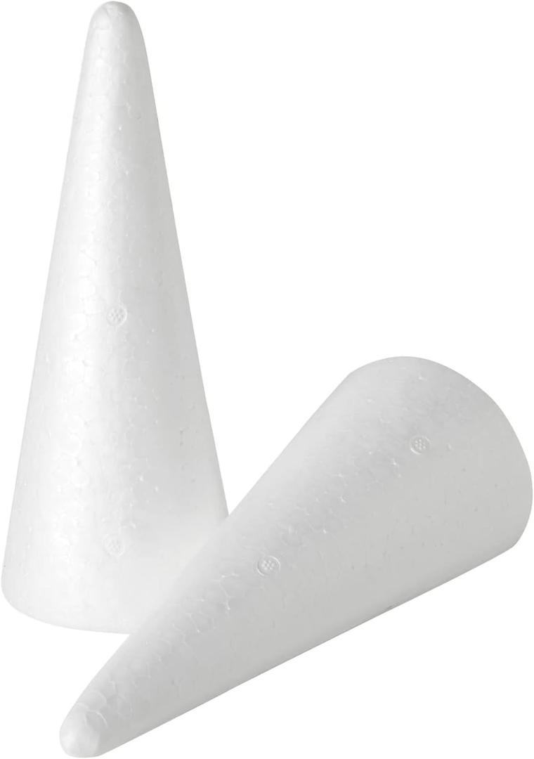 Juvale Cone Shapes Foam Cones for Crafts  2.87 x 7.25 in White Polystyrene  12 Pack  DIY Decor & Art Projects