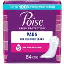 Poise Incontinence & Postpartum Pads for Bladder Leaks, 5 Drop Maximum Absorbency, Long Length, 84 Count