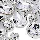 DONGZHOU Sew on Rhinestones Fancy Stone Crystals Sew On Glass Rhinestone Metal Claw Setting Sewing Rhinestone Crystal Glass gems for Jewelry Making, Clothes, Garments, Dress, Earring, Belt and Shoes, Mixed shapes