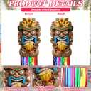 Affrolling 8 Pcs Tiki Party Decorations Hawaiian Luau Party Decoration Tiki Totem Hanging Decorations with Tassels for Aloha Hawaii Luau Tropical Survivor Themed Supplies 3.3 ft Outdoor Summer Decor