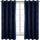 BGment Navy Star Blackout Curtains for Kid's Bedroom - Grommet Thermal Insulated Room Darkening Printed Curtains for Living Room, Set of 2 Panels (46 x 54 Inch, Dark Blue)