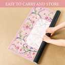 Chinoiserie Mahjong Mat with 1 Carrying Bag 31.5 x 31.5 Pink and White Rubber Anti Slip and Noise Reduction Multi Purpose Game Table Cover for Mahjong, Card, Board Tile Games