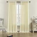 Beige Linen Blended Curtains - Back Tab Window Treatments Panels Drapes for Living Room/Bedroom, Elegant Light Filtering Semi Sheer (Set of 2, 50" x 90", Light Yellow)