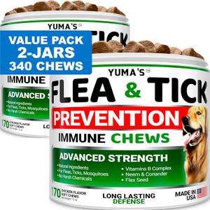 (2 Pack) Flea and Tick Prevention for Dogs Chewables - Natural Dog Flea and Tick Treatment Chewable Supplement - Oral Pills - All Breeds & Ages - Soft Chews - Made in USA (Value 2-Pack (340 Chews)) 01/2026