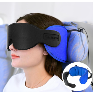 Travel Pillows for Airplanes, Neck Pillow with Eye Mask for Sleeping Long Flights, Travel Pillow for Car Road Trip, Car Headrest, FSA HSA Eligible Approved Travel Accessories, Black
