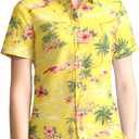 SSLR Big Girls Hawaiian Shirt Beach Tropical Summer Casual Short Sleeve Button Down Shirt