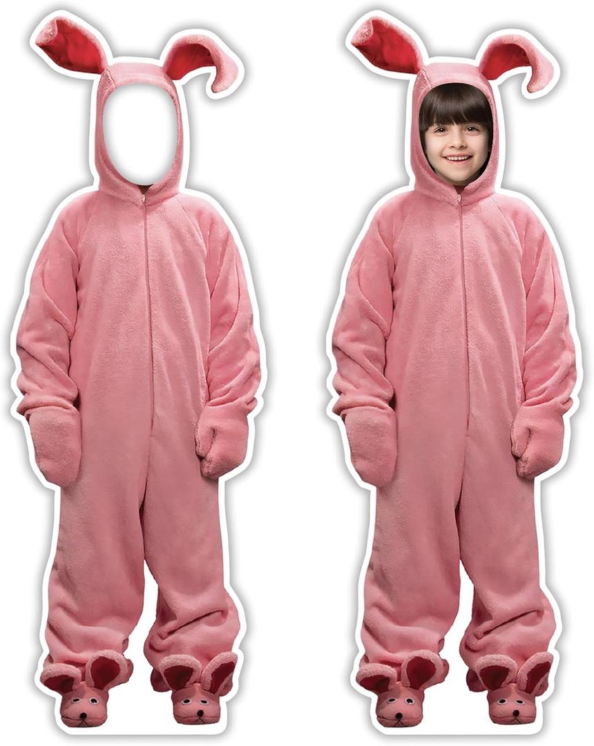 Christmas Story Outdoor Decorations, Holiday Yard Sign with Stakes, Ralphie Face in Hole Photo Props Garden Lawn Decorative Signs, Christmas Tree Topper Ornaments Party Decor Supplies