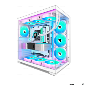 F600 PC Case - Pre-Installed 7 PWM ARGB Fan, ATX Mid-Tower Gaming PC Case, 270° Panoramic Glass with Type-C, FOIFKIN (White, F600)