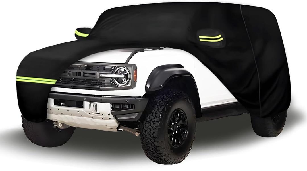 Waterproof Car Covers Fit for 2021-2024 Ford Bronco 2 Door(Black) 210T Custom Heavy Duty Waterproof All Weather Protection Outdoor
