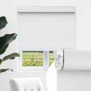 Allesin zen No Drill No Tools Blackout Roller Shades for Windows, 100% Blackout Linen Fabric, Renter-Friendly, UV Protection, Cordless Roller Blinds for Home, Office, Bedroom(White,39x72)