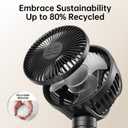 GUSGU Baby Stroller Fan with Clip, Rechargeable & Battery Operated Portable Fan with 16H Max Runtime, Hands Free 360 Adjustable Quiet Personal Fan for Travel, Car Seat, Crib, Trolley, Bedroom (Black)