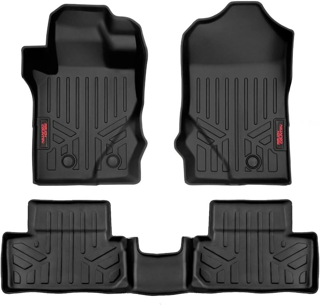 Rough Country All Weather Floor Mats for Ford Bronco 2-Door (2021-2025) - Non-Slip Waterproof Flexible Floor Mat, Front & Rear Set