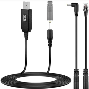 Xislet 3 in 1 Radar Detector Power Cord, 6.8ft USB to DC Step Up Converter Cable Power with RJ11 Connector Plug Cable/DC Jack 3.5mm/Angle Adapter Fits for Escort Valentine One Beltronics Cobra