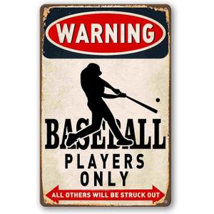 Vintage Baseball Wall Decor Sign - Metal Art for Boys Room Decor, Gift for Baseball Lovers - Perfect for Sports Themed Bedroom Decor, 8 x 12 Inch (928)