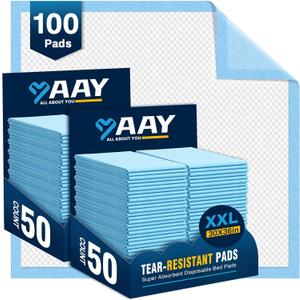 AAY Disposable Bed Pads 30"X36" (100pcs) Tear-Resistant Cloth Backing Underpads Super Absorbent Pee Pads Extra Large Premium Chucks for Adults Incontinence Pads Waterproof for Elderly, Kids or Puppy