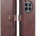 Asuwish Phone Case for OnePlus 12 5G Wallet Magnetic Detachable Cell Cover with Tempered Glass Screen Protector Flip Card Holder Slot One+ 1plus12 2024 Women Men Girls Purse Mobile Accessories Red