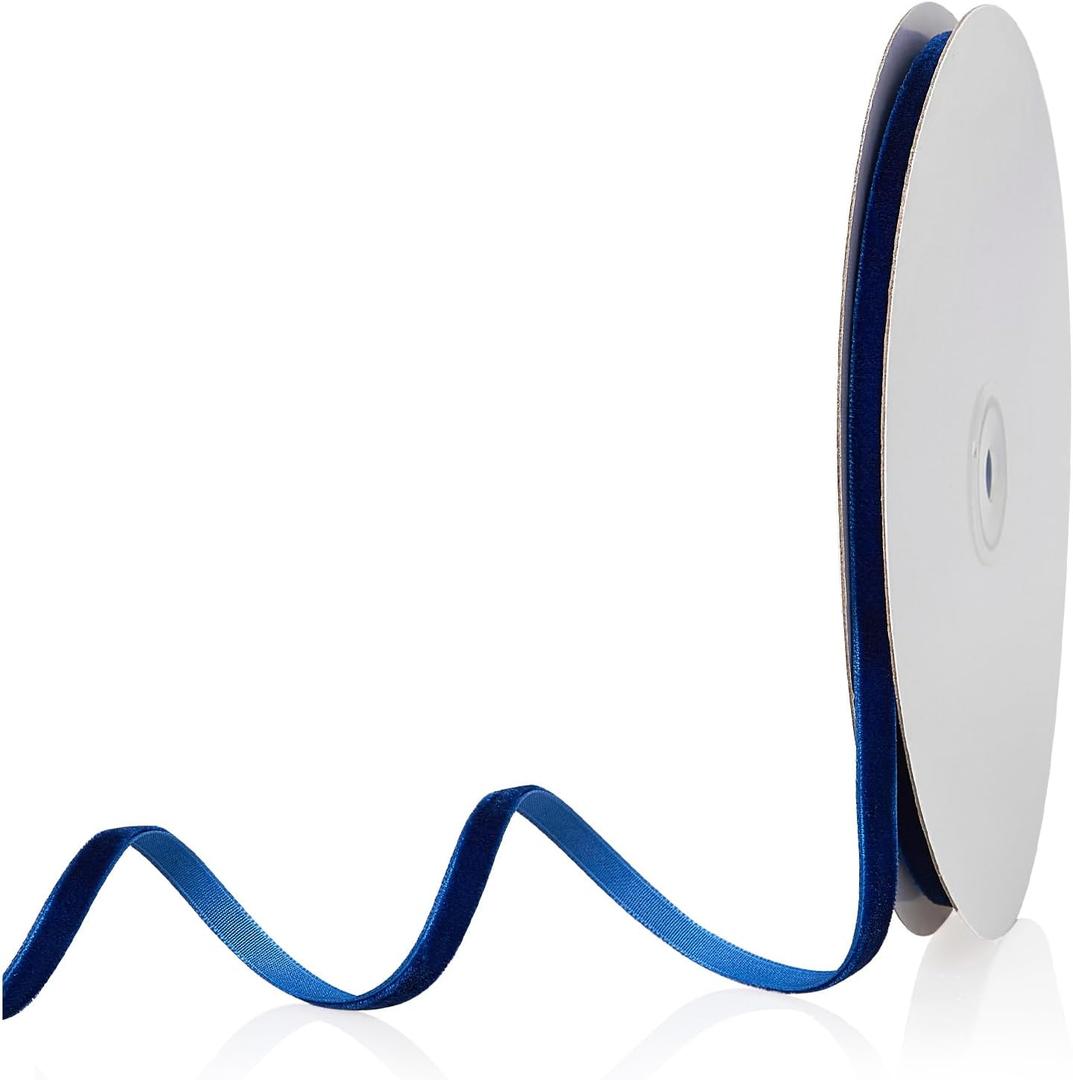 1/4" X 20 Yards Navy Blue Velvet Ribbon for Christmas Tree Wreath Vintage Decoration Handmade Crafts Ornaments Gift Wrapping and Bow Making