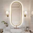 20" W x 32" H Gold Oval LED Bathroom Mirror with Lights