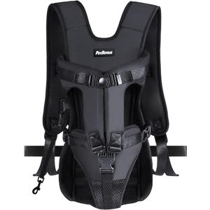 PetBonus Pet Front Dog Carrier Backpacks, Adjustable Pet Backpack, Legs Out Easy-fit Puppy Chest Carrier for Medium Small Dogs, Hands Free for Hiking, Cycling (Black, M)