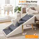 Dog Stairs for Small Medium Large Dogs, Cats, Puppies, Seniors & Injured Pets, 17" H 4-Step Foldable 2-in-1 Solid Wood Pet Steps & Split Ottoman, Non-Slip Dog Ramp for Couch Sofa Low Bed, Holds 250LBS Beige, 17in Couch