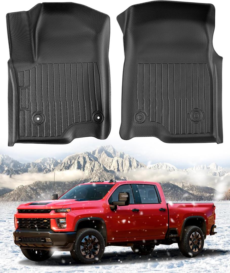Floor Mats for Chevy Silverado Sierra: 2019-2026 1500 2500HD 3500HD Truck Front Liners,All Weather Car Accessories Double & Crew Cab Only Carpet for Chevrolet Silverado for GMC Sierra 2026 2025-2019