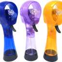 Battery Powered Water Misting Fan Handheld Outdoors Personal Spray Fans - Set of 3 (Blue/Purple/Yellow)
