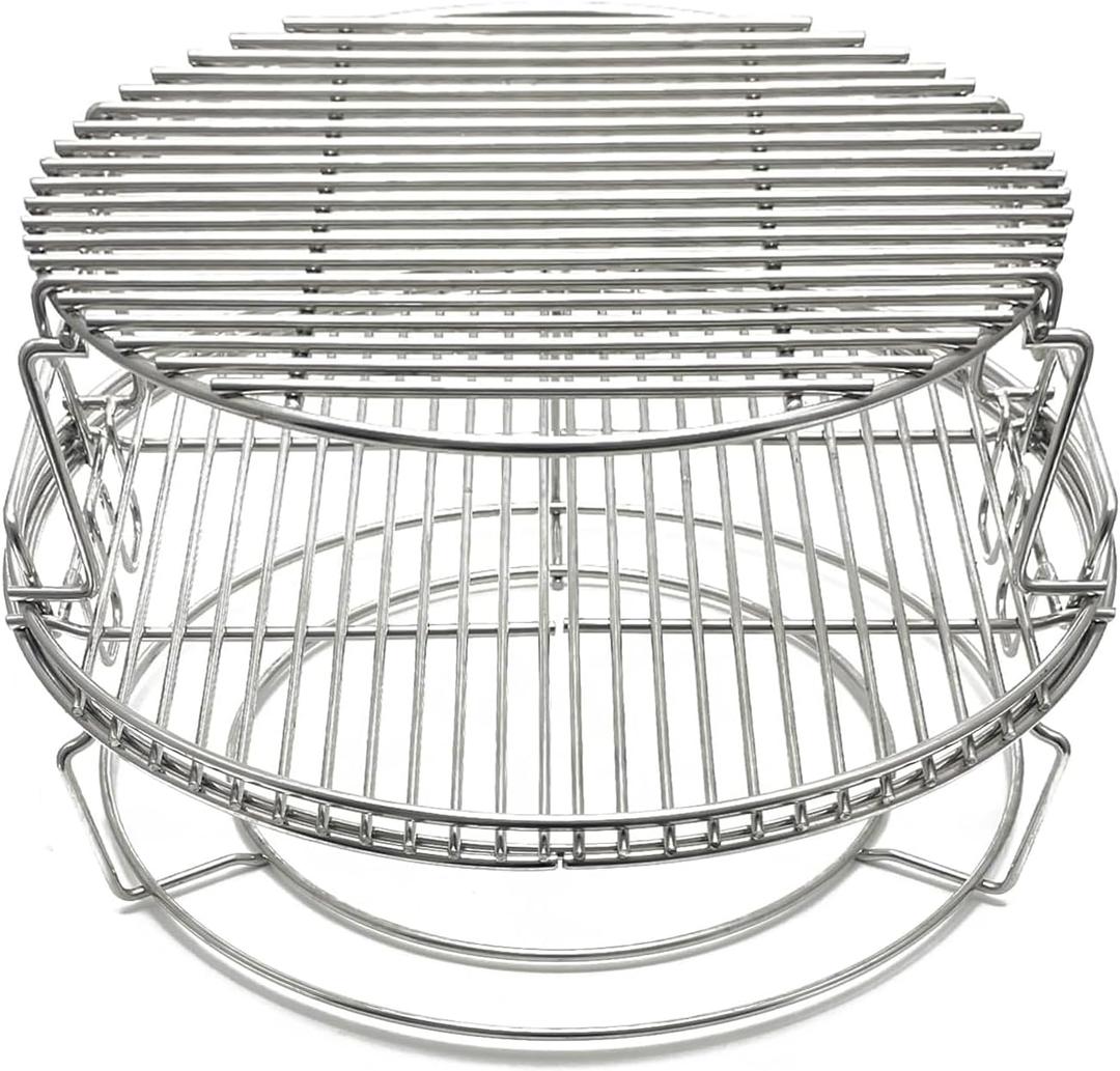 S28 3 Tier 5 Piece 304 Stainless Steel Grill Stack Rack Replacement Kit for Big Green Egg Large, Rack for Eggspander 5 Piece Kit Conveggtor Basket