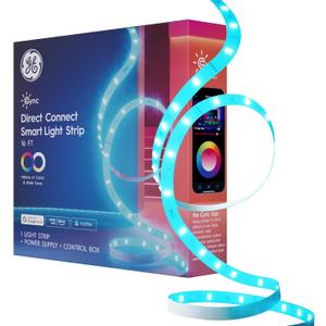GE Cync Smart LED Strip Light, Color Changing Room Decor LED Light Strip, Works with Alexa and Google Home, Matter Compatible, LED Lights for Bedroom, Millions of Colors and White Tones, 16 Feet